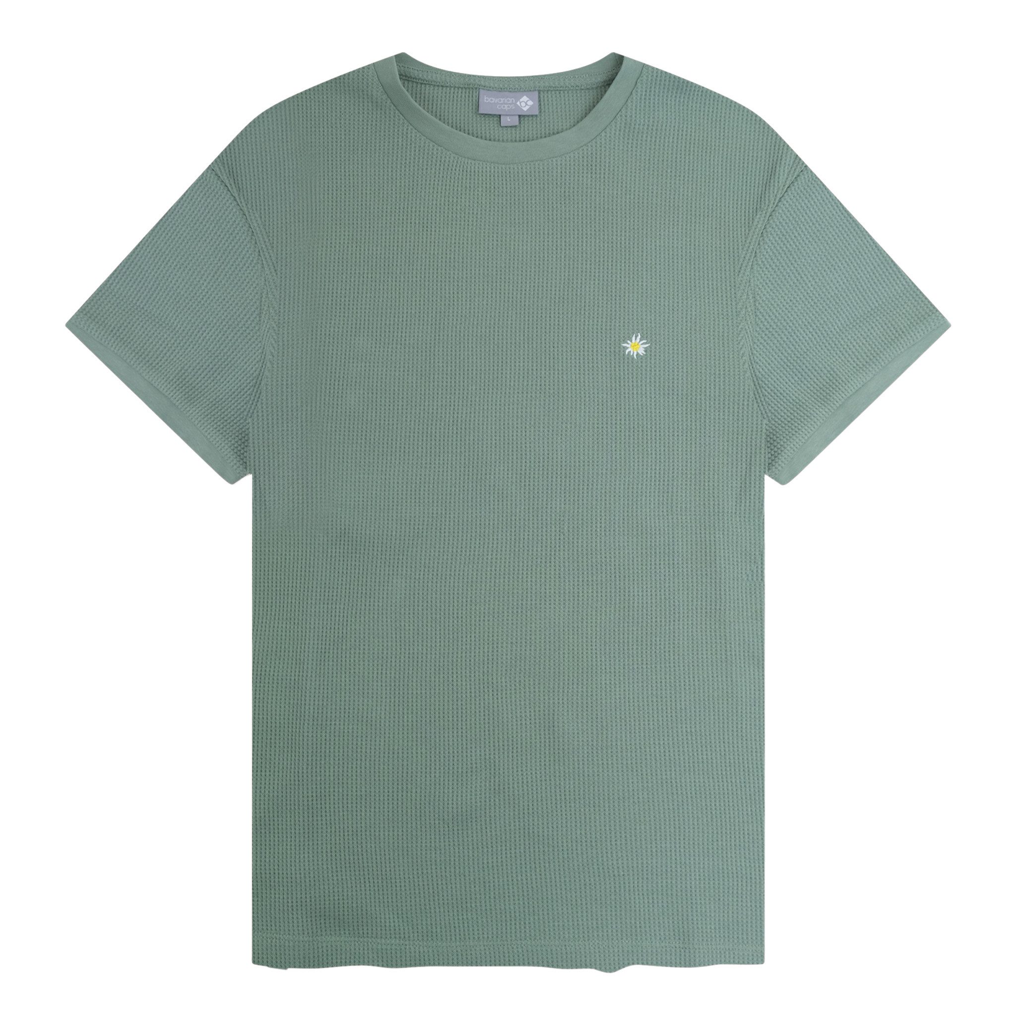 Bavarian Caps T-Shirt Bavarian Caps T-Shirt "Edelweiß Feinstrick" - grüngrau (T-Shirt, T-Shirt)