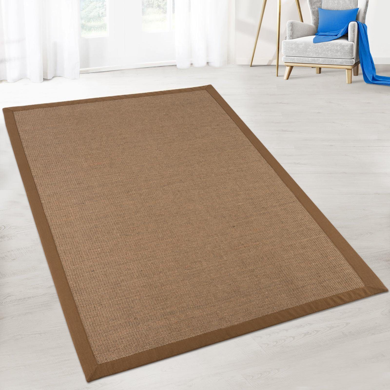 Kubus Sisalteppich Echte Naturfasern, Breite Bordüre, Gewebt günstig online kaufen