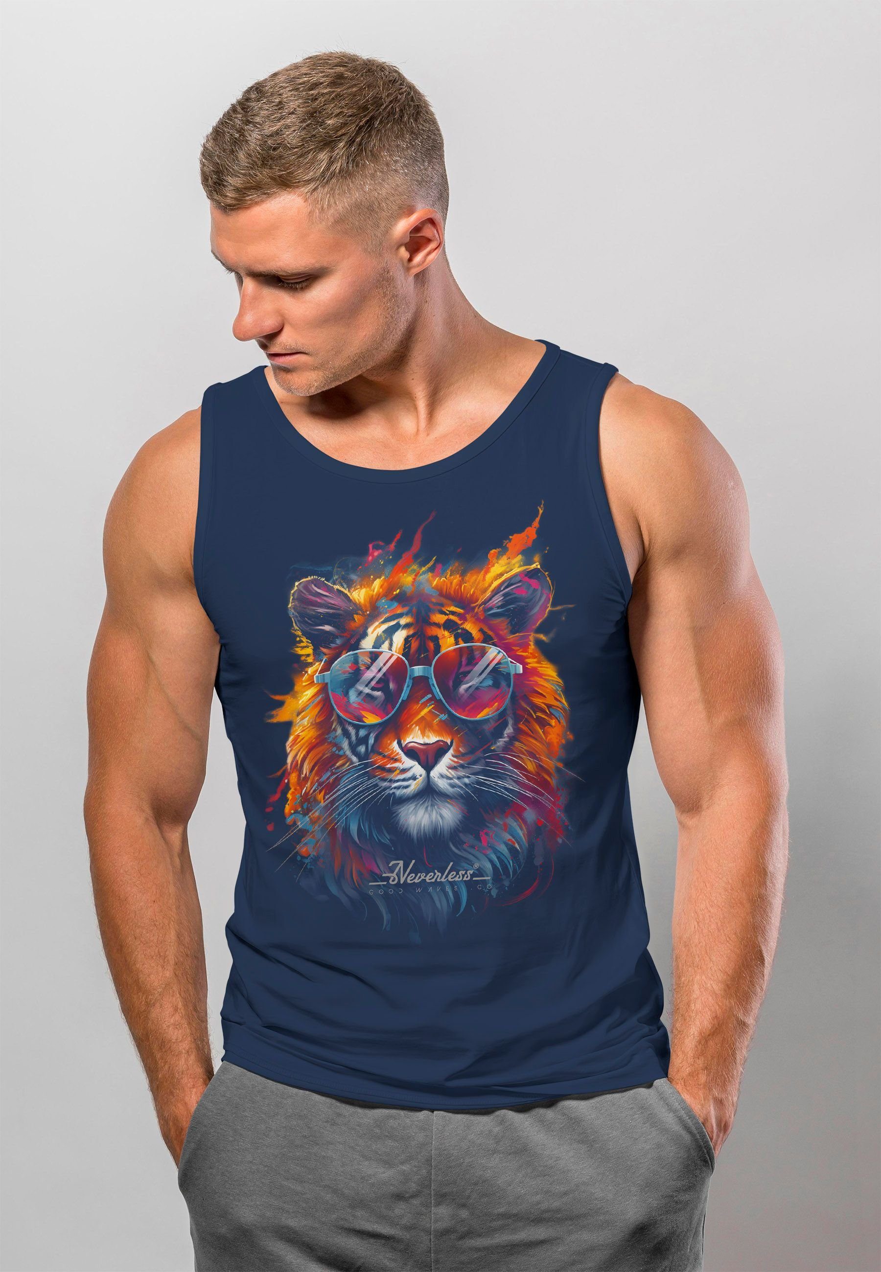Neverless Tanktop Herren Tank-Top Tiger Print günstig online kaufen