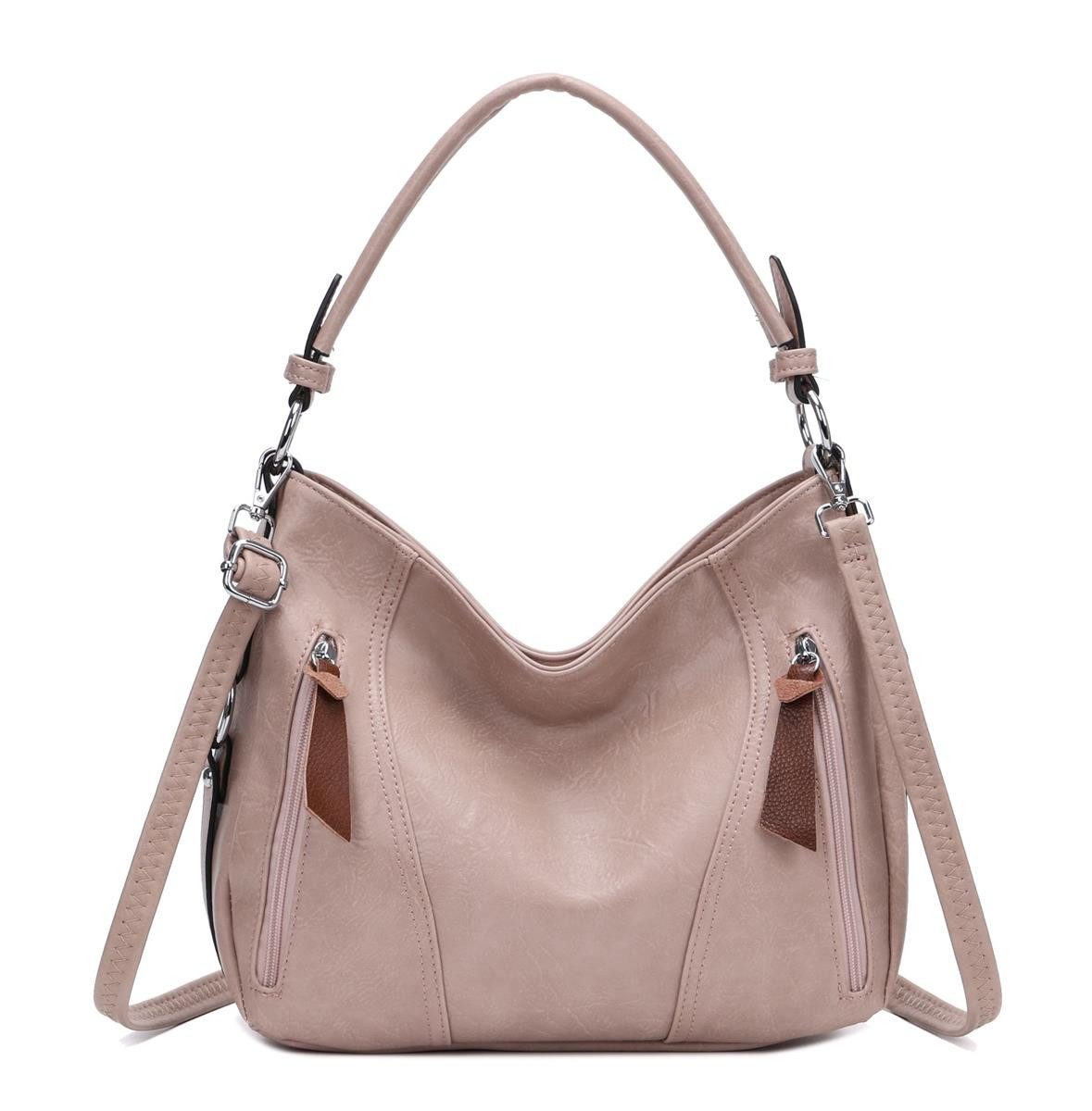 ITALYSHOP24 Schultertasche Damen Tasche Shopper Hobo-Bag Crossbody CrossOver, als Handtasche, Umhängetasche, Shopper tragbar