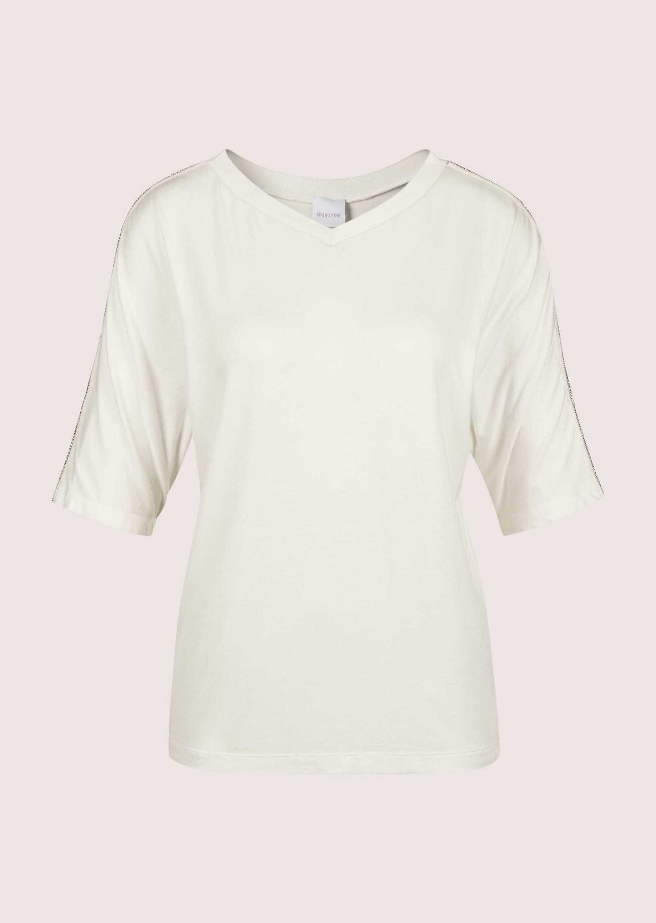 Kurzarmshirt V-Shirt mit Strass-Akzenten