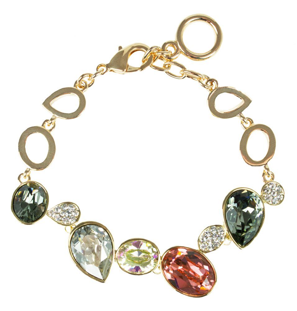 LUISIA® Armband Goldenes Damen Armband mit farbigen Kristallen von Swarovski® (inkl. Schmuckbox)