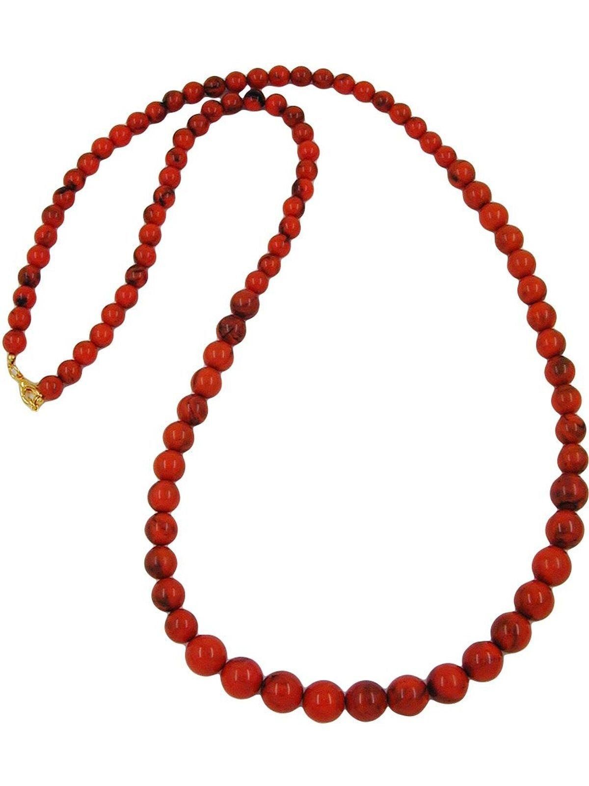 8-10-12mm Gallay Perlenkette orange-schwarz-marmoriert (1-tlg) Perlen 80cm verlaufend