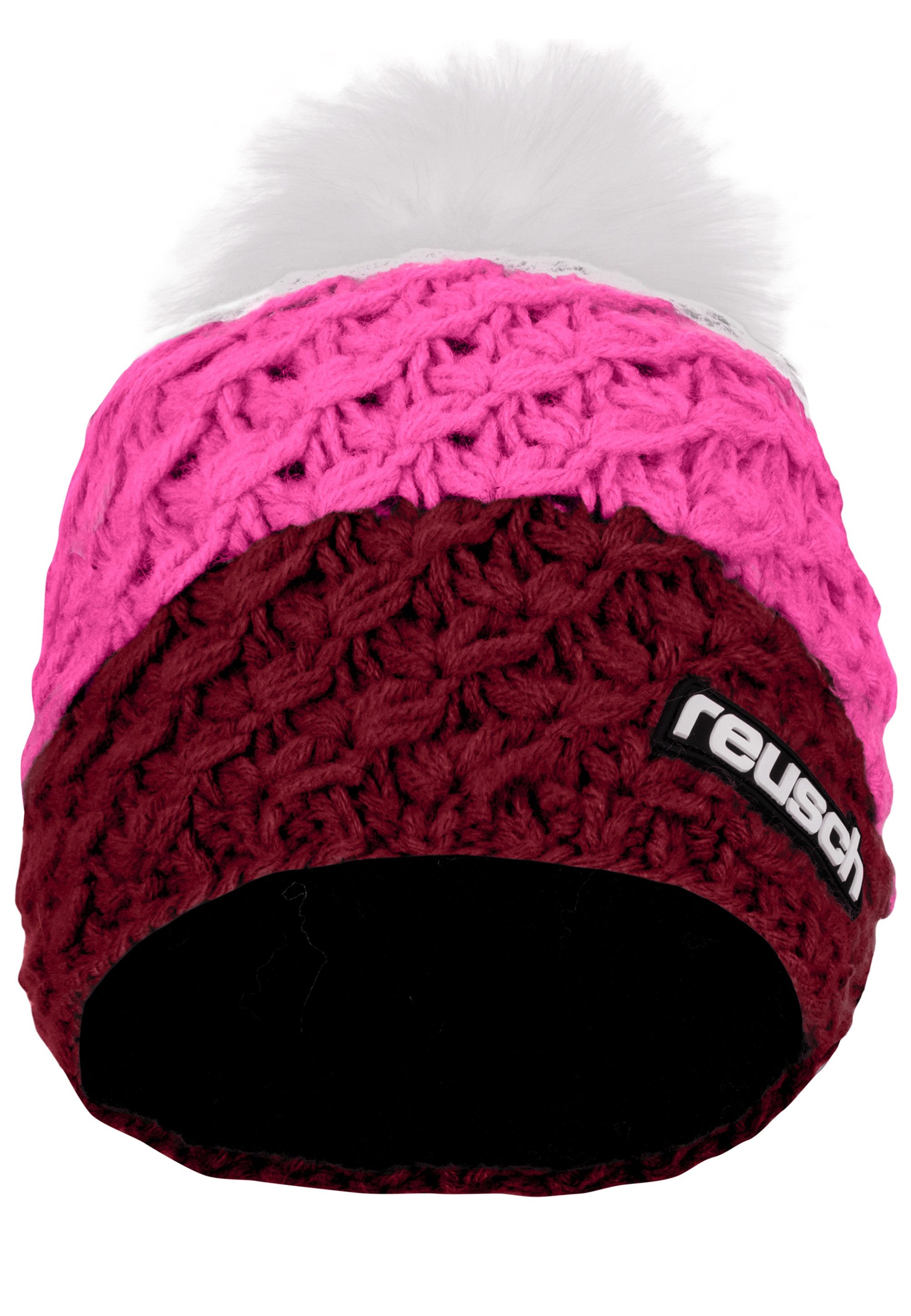 Beanie Colourblocking-Design (1-St) rot-pink in Reusch Aiden Beanie