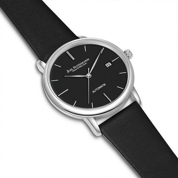 Joh. Rothmann Automatikuhr Classic schwarz, Mit Echtleder-Armband