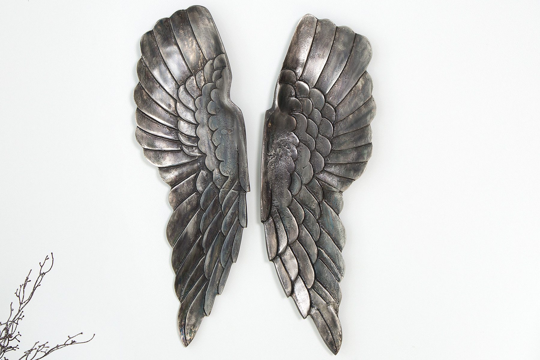 riess-ambiente Wanddekoobjekt FALLEN ANGEL 65cm silber, Flügel · Wanddekoration · Wohnzimmer · Metall