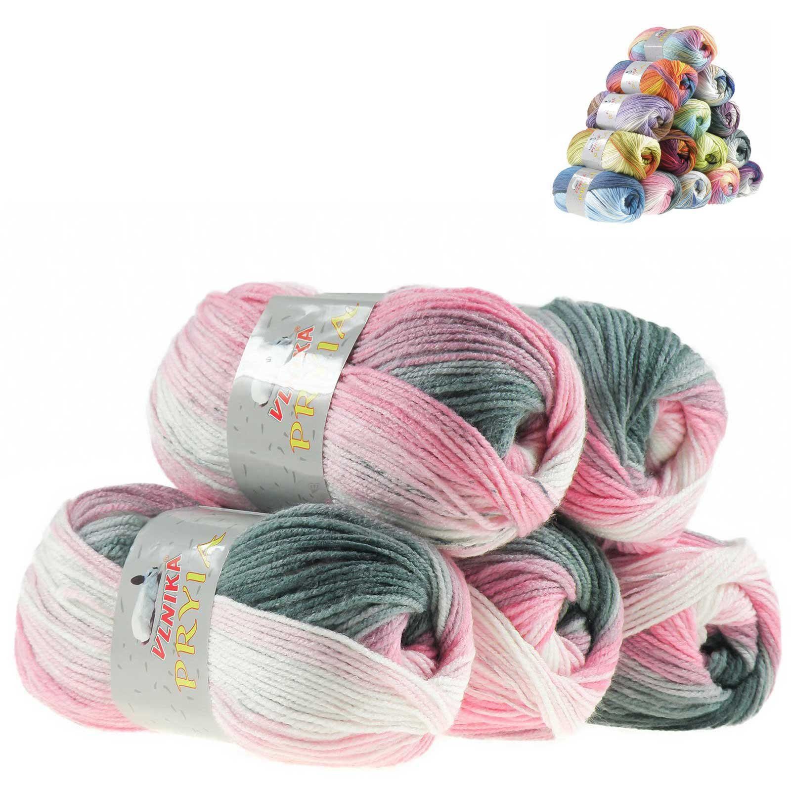 VLNIKA 5 x 100g Farbverlaufsgarn Pryia Häkelwolle, 114 Diva