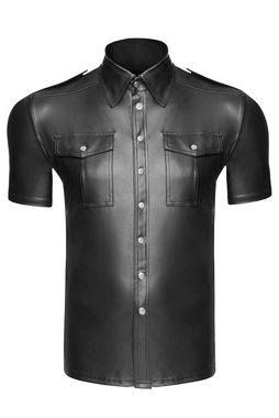 Noir Handmade Men Hemd & Shirt Wetlook-Shirt H011 T-Shirt Männer Hemd mit Knopfleiste, Made in EU