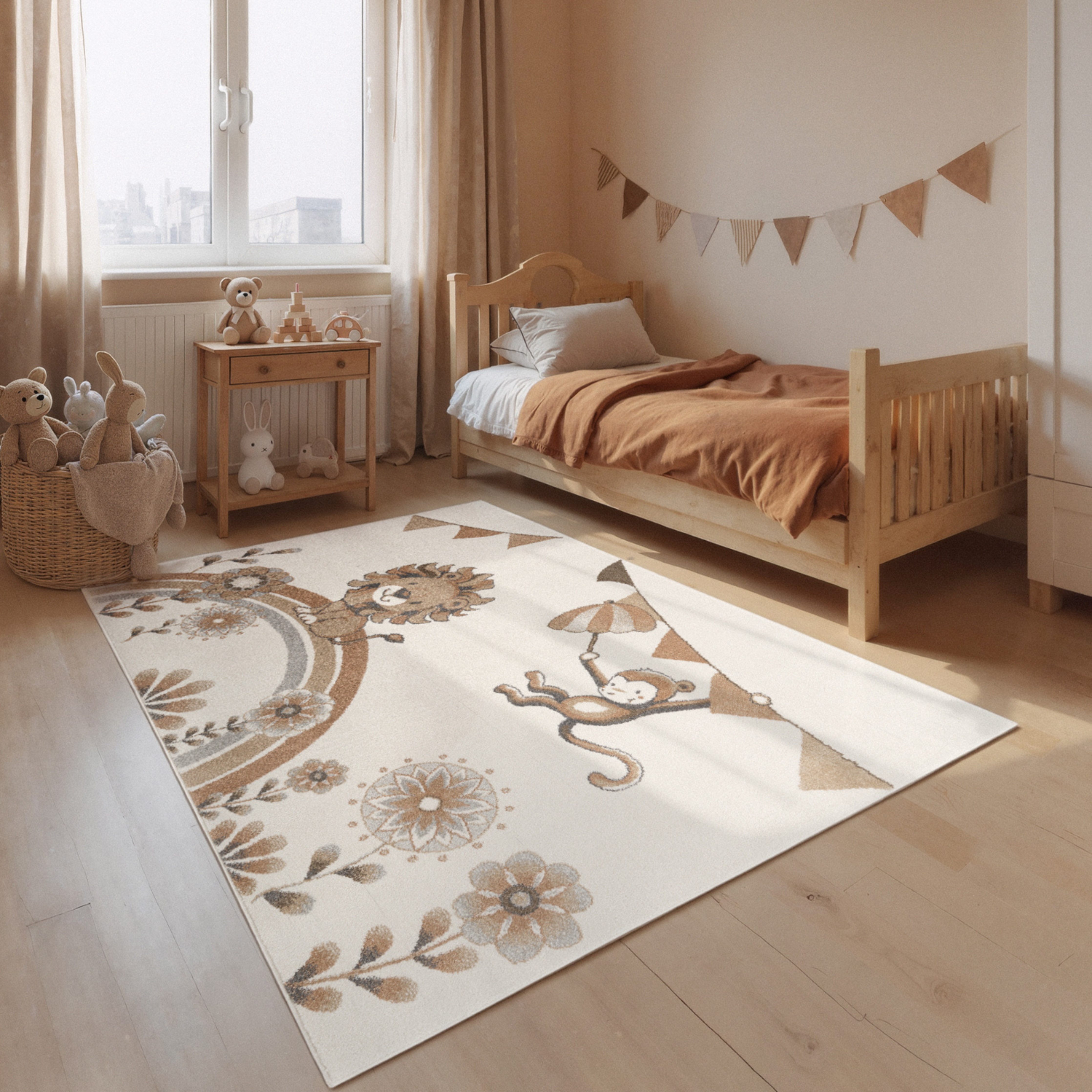 Villeroy & Boch Kinderteppich Roar like a Lion Summer Party Teppich, rechteckig, Höhe: 9 mm, Spielteppich weich, Kinderzimmer, Boho Kids Spielunterlage, Tieremotiv