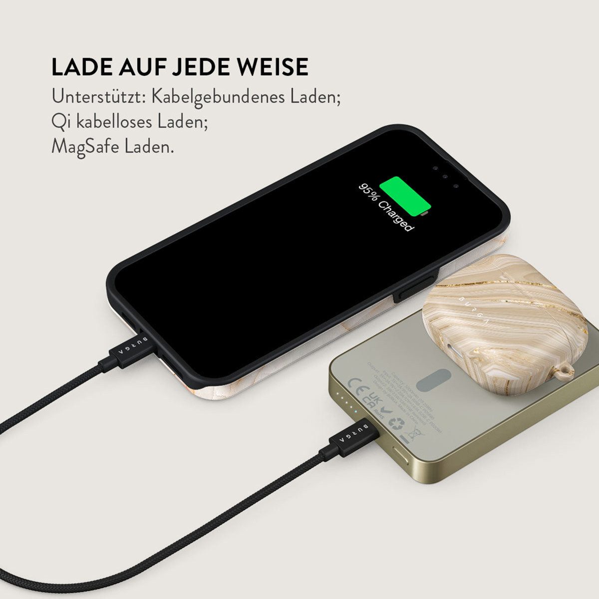 BURGA Burga Magnetische Powerbank 5.000 mAh - MagSafe und Qi2 - Full Glam / Powerbank (1 St)