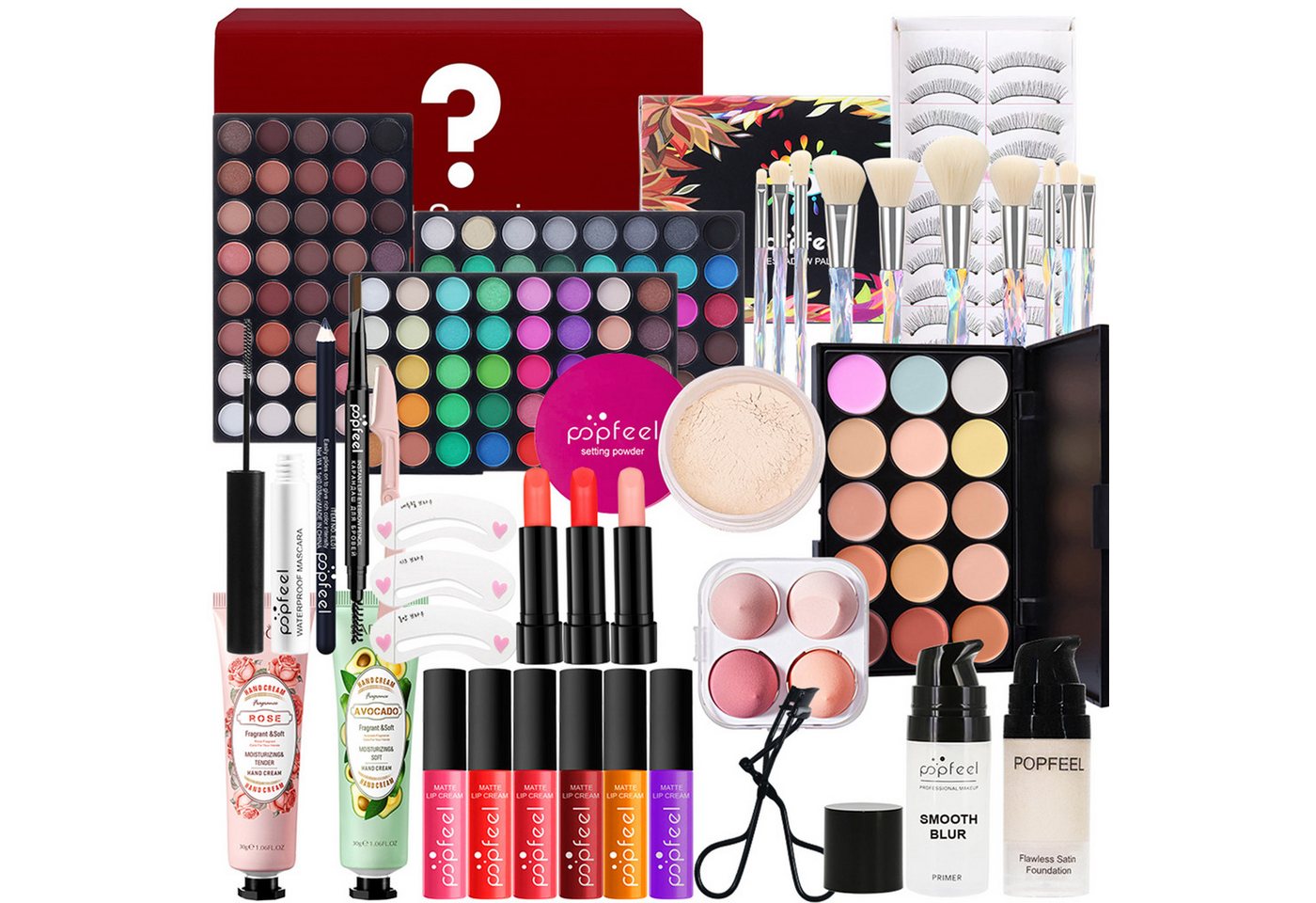 KINSI Make-up Set Make-up Set - All-in-One Makeup Kit inkl.Lidschatten Palette, Foundation,Mascara & Pinsel - Geschenk für Frauen & Anfänger