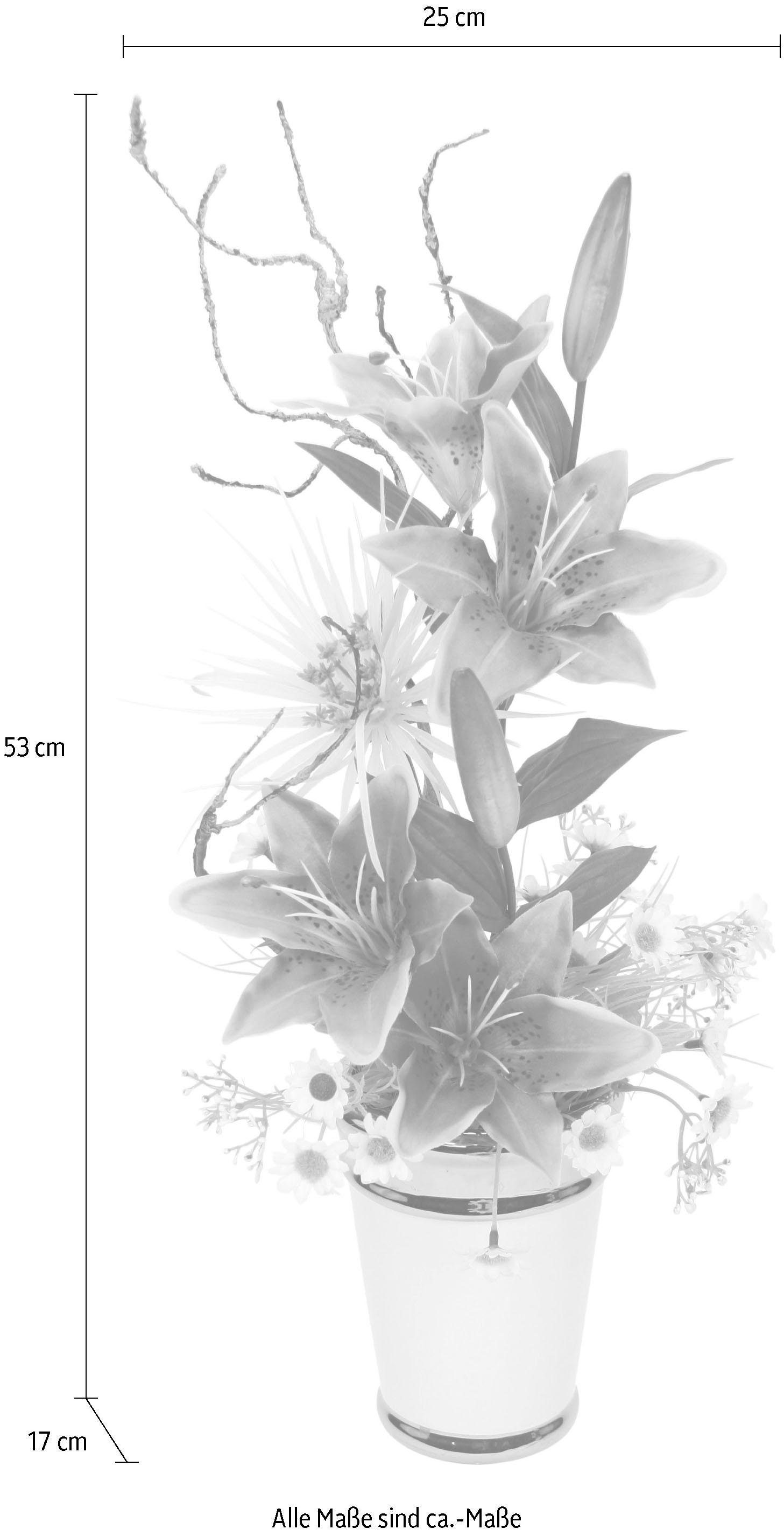 Kunstpflanze Arrangement Lilien in Topf Lilien, I.GE.A., Höhe 53 cm