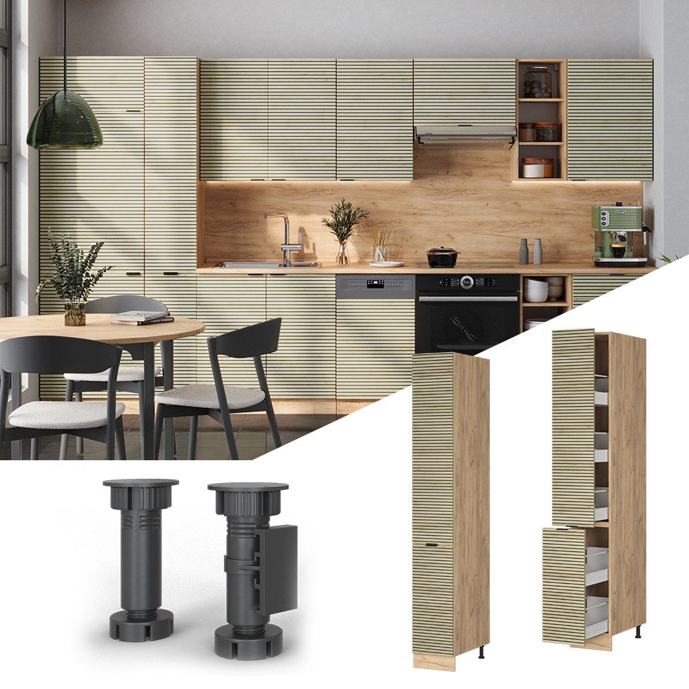 Vicco Hochschrank Fame-Line, Eiche Paneel/Goldkraft Eiche, günstig online kaufen