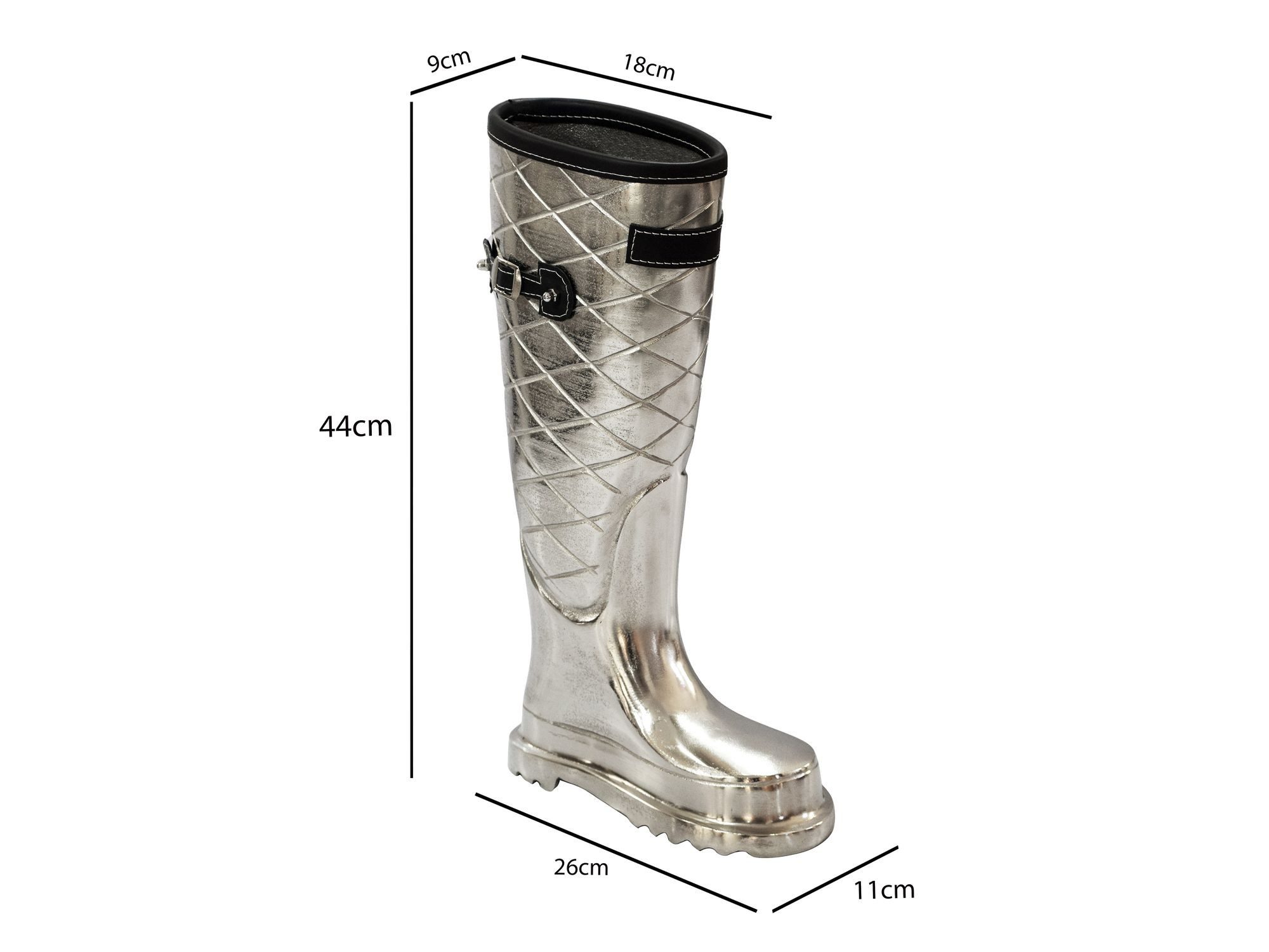 FINEBUY Schirmständer FB116700Silber 44cm Stiefel Form Regenschirmständer Schirmhalter Alu