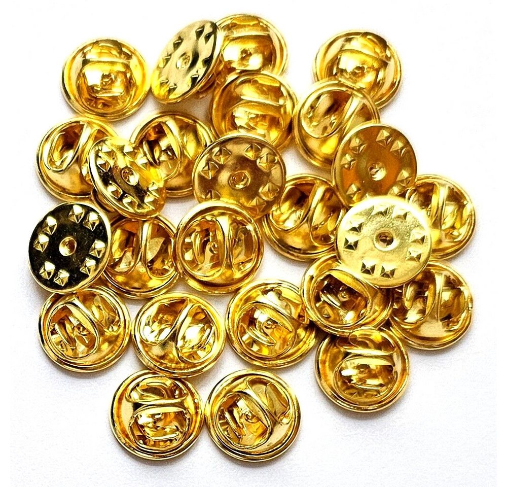 hegibaer Anstecknadel 25 neue goldfarbene Verschlüsse Butterfly Clips für Pin Anstecker (25-tlg), Beste Qualität