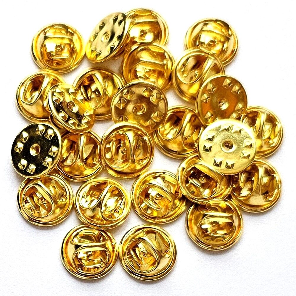 hegibaer Anstecknadel 25 neue goldfarb​ene Verschlüss​e Butterfly Clips für Pin Anstecker (25-tlg), Beste Qualität