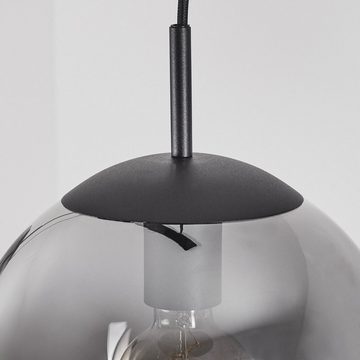 hofstein Pendelleuchte »Cocolicchio« Hängelampe aus Metall/Glas in Schwarz/Rauchfarben, ohne Leuchtmittel, Hängeleuchte mit 3 Schirmen/Kugeln aus Echtglas,Höhe max. 155cm,3xE27