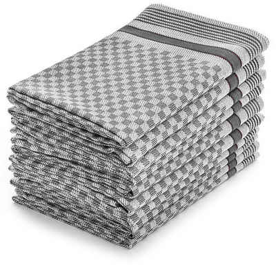 Zestri Geschirrtuch 10er-Set 45x90 cm Grubentücher kariert 100% Baumwolle Geschirrhandtuch, (45-tlg., 10 Stück), Geschirrhandtücher Modernes Karo Design saugstark - Anthrazit Rot Blau