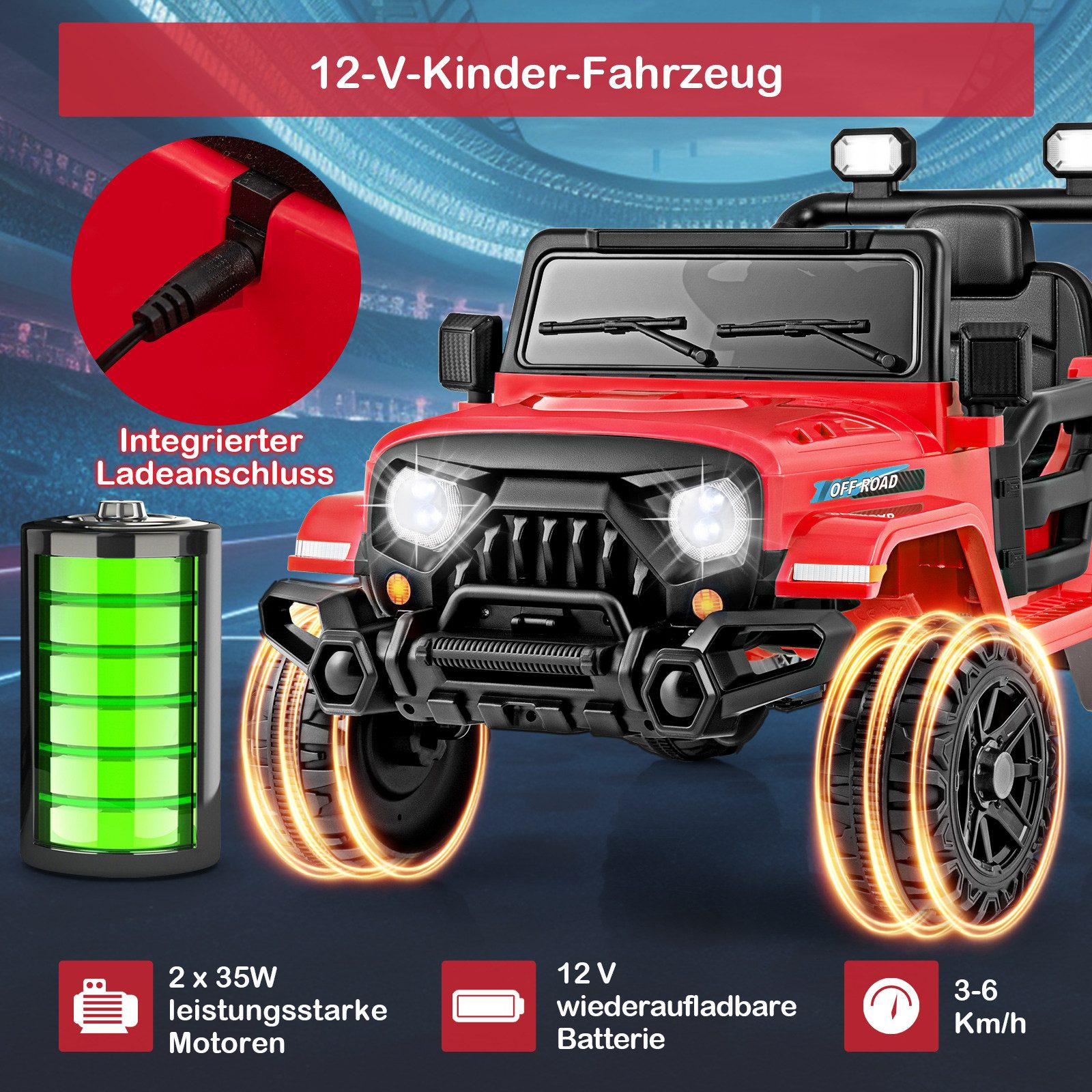 COSTWAY Elektro-Kinderauto, Belastbarkeit 30 kg, Elektrofahrzeug mit LED-Le günstig online kaufen