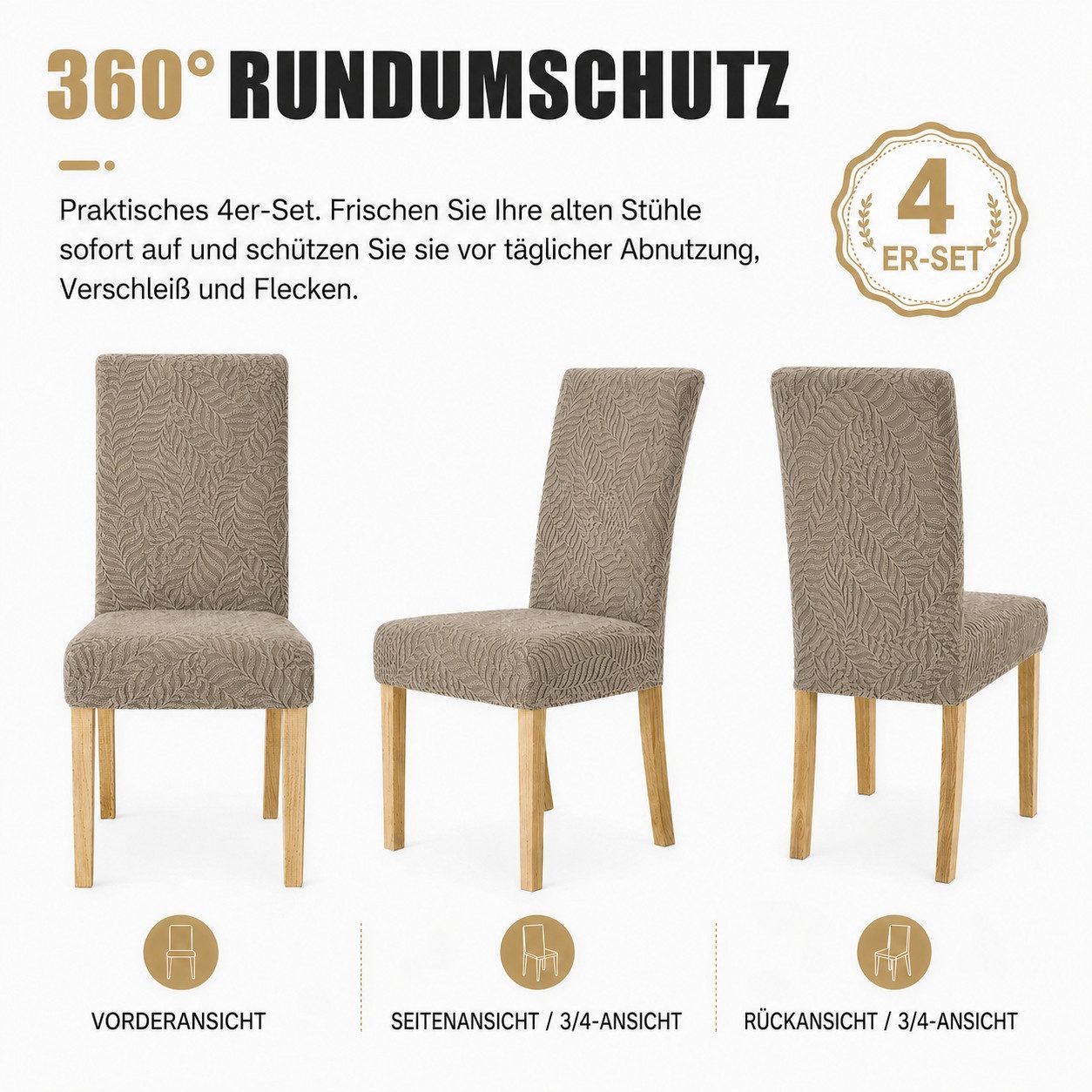 BlingBin Stuhlhusse Stretch Stuhlhussen für Esszimmer,waschbar Dekoration Stuhlschutz, Komfort Stuhlbezug für Küche Esszimmer Hotel Bankett – Bild 4 von 5