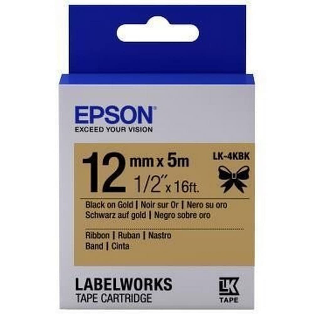 Epson Beschriftungsband LK-4RKK C53S654033, Satinband, Wasserfest, Abriebfest, 5 m, Gold auf Rot