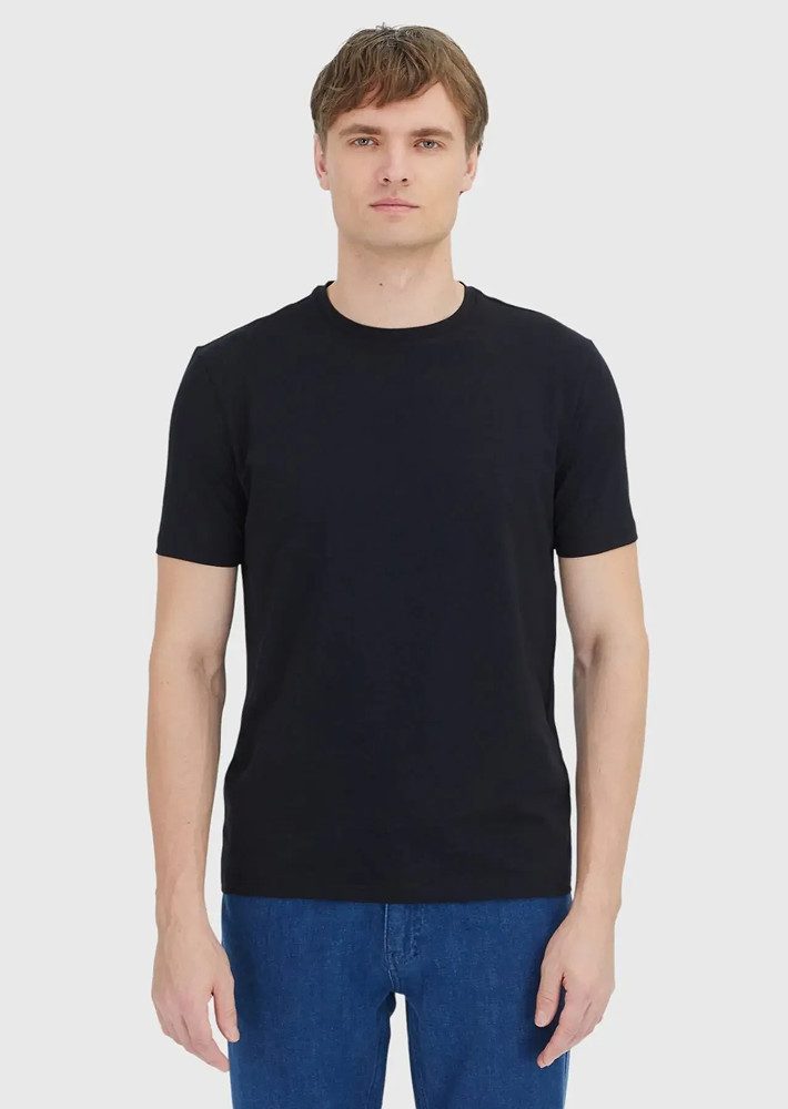 RAMSEY T-Shirt Schwarzes, schlichtes T-Shirt mit Rundhalsausschnitt aus Baumwollmisch