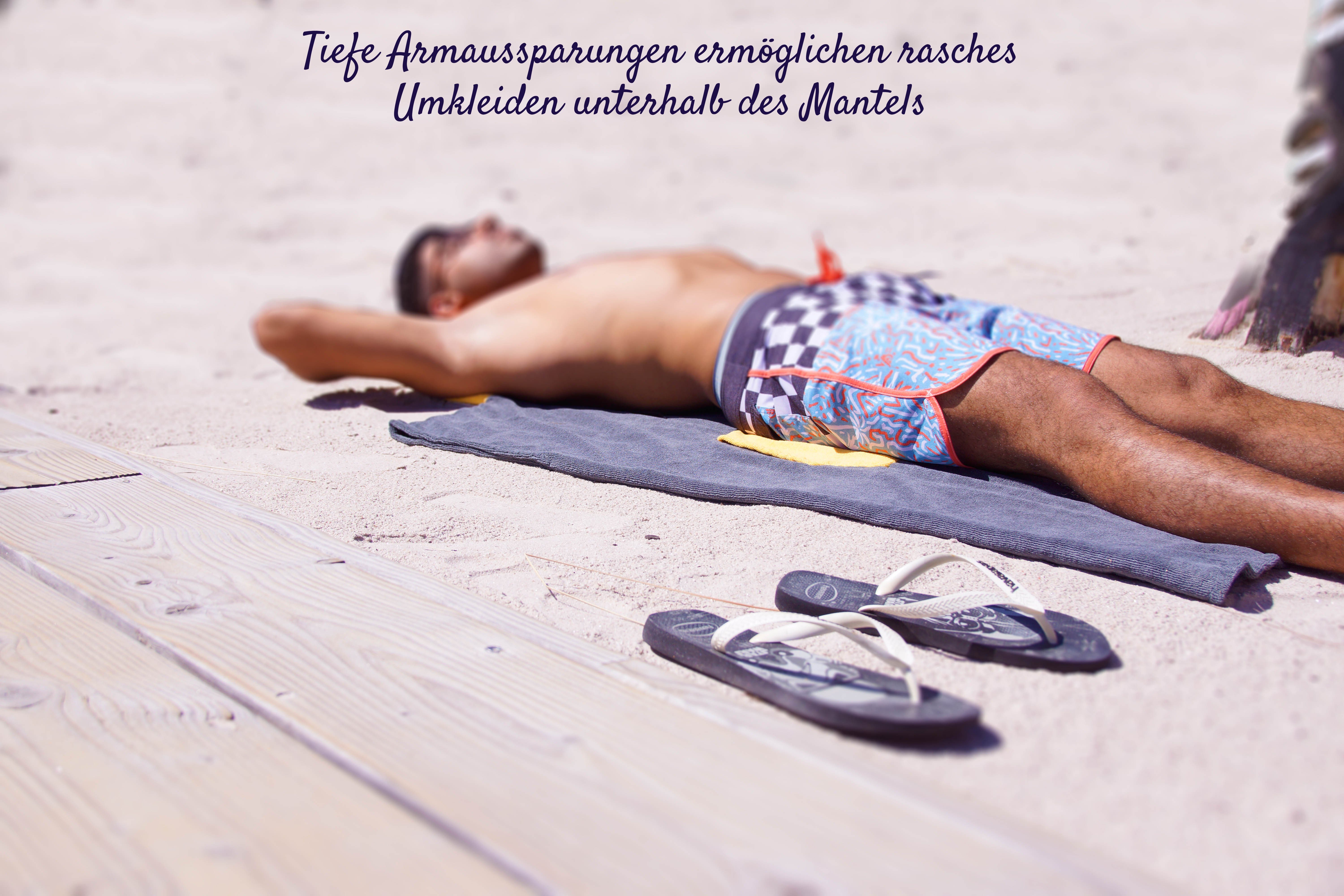 – Surf musegear Modisch Umkleidehilfe one - kuscheliger - Poncho Bademantel Mobile Erwachsene - nützlich, orange/anthrazit Size Badeponcho Kapuze Umkleide und und -