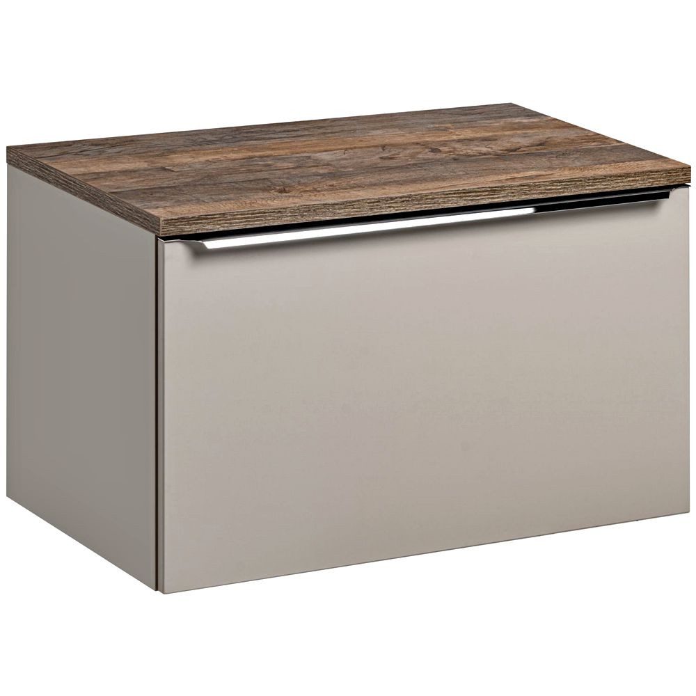 Lomadox Waschbeckenschrank PUEBLA-56-TAUPE Waschtischunterschrank 80cm in taupe mit Vintage Oak, 80,4/48,5/46 cm