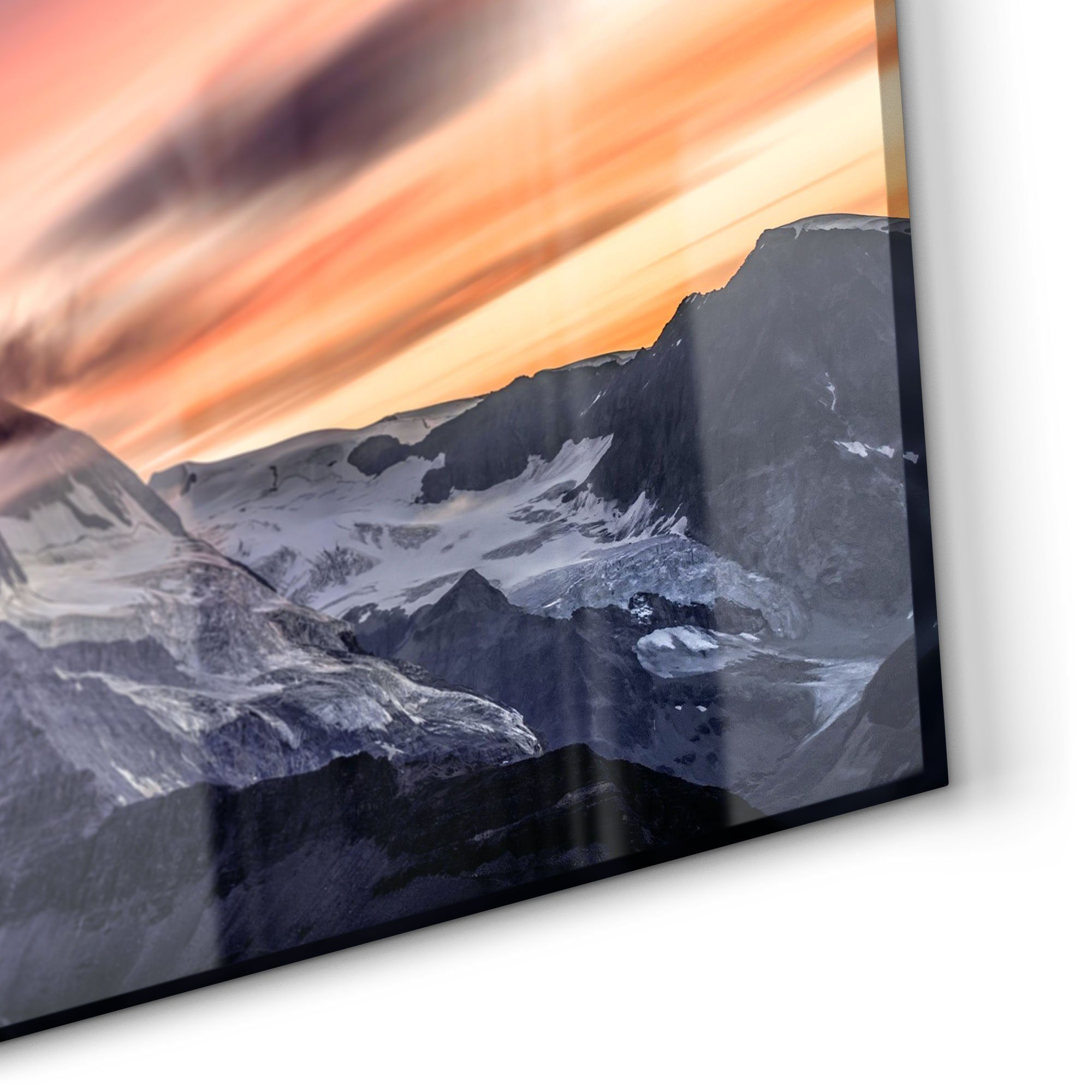 Glas Badrückwand 'Sonnenaufgang Matterhorn', Spritzschutz DEQORI Küchenrückwand Herdblende