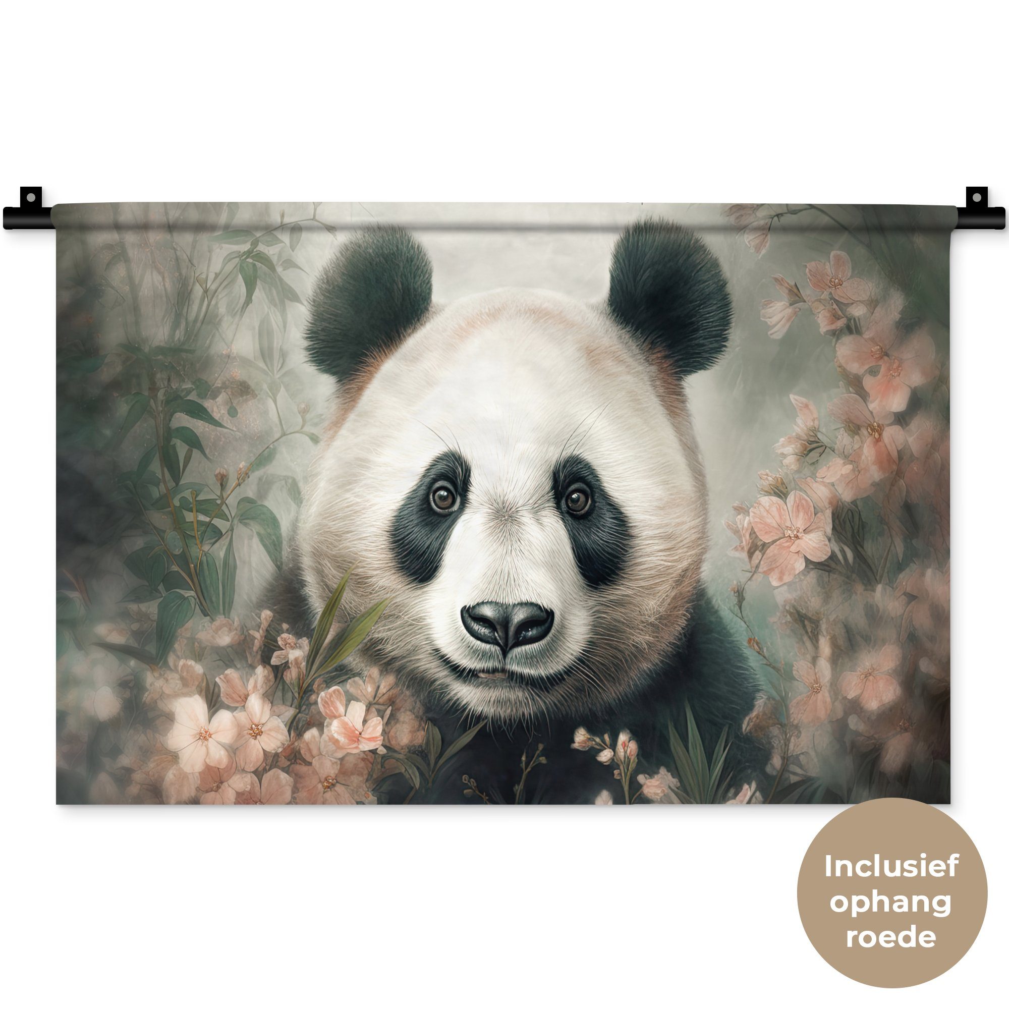 MuchoWow Wanddekoobjekt Panda - Tiere - Pflanzen, Wanddeko für Wohnzimmer, Schlafzimmer, Kleid, Wandbehang, Kinderzimmer