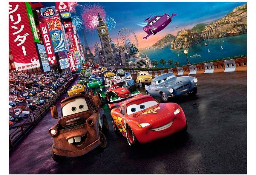 Komar Fototapete Cars Race - Размер 254 x 184 cm, glatt, bedruckt, Kinderzimmer