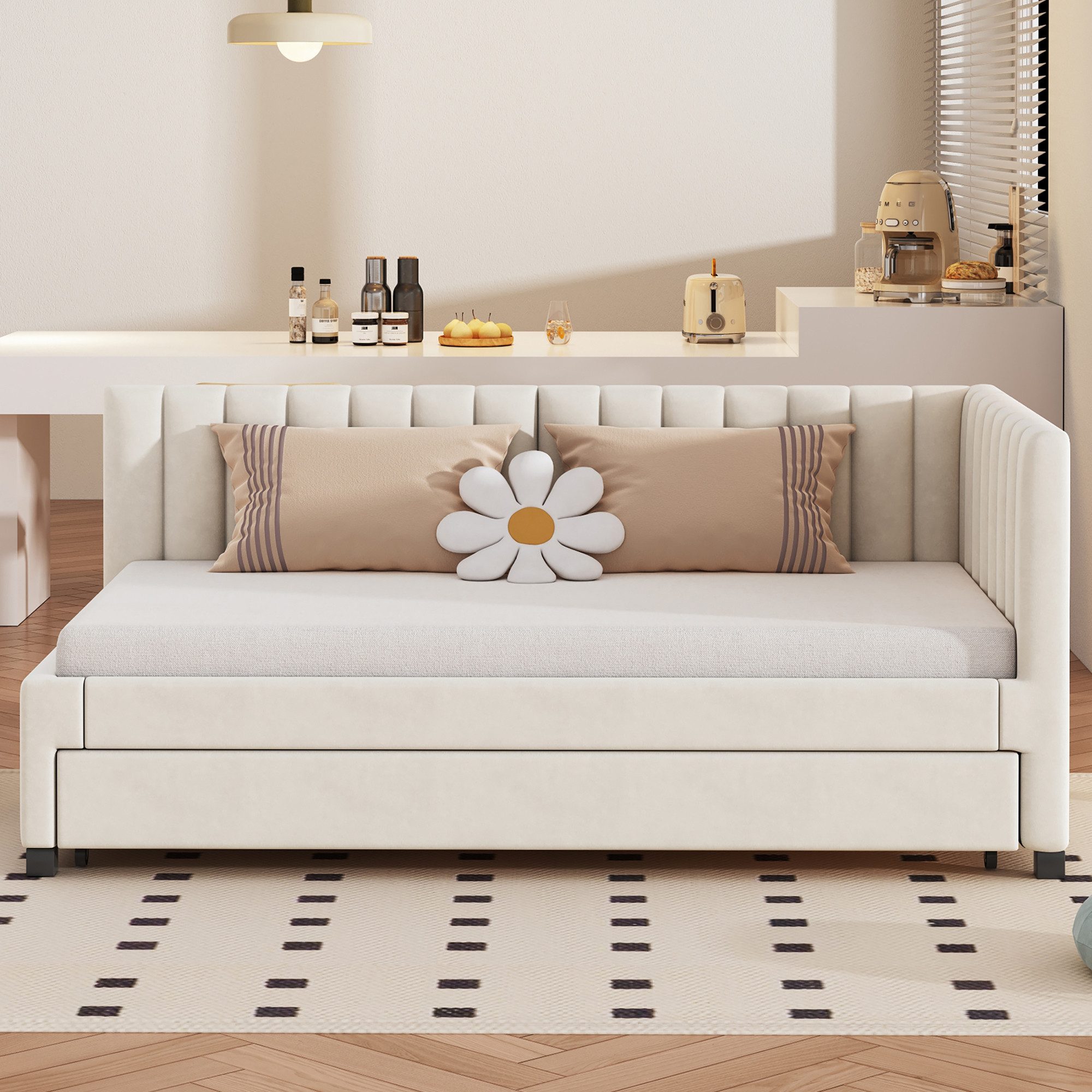 Merax Daybett (Tagesbett Kinderbett mit Lattenrost, Rückenlehne und Armlehn günstig online kaufen