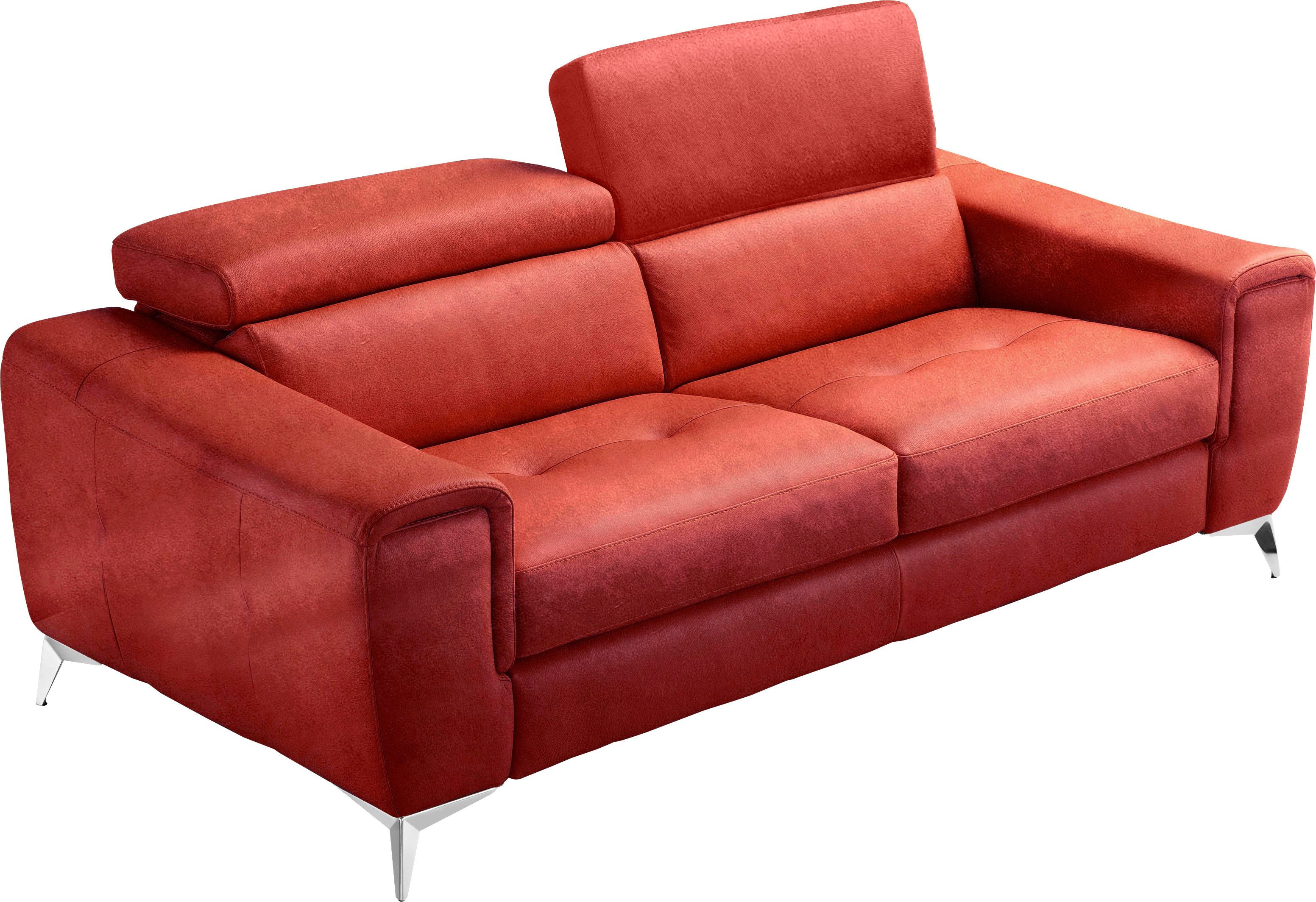 Egoitaliano Schlafsofa Francine Designsofa, Loungesofa mit Dauerschlaffunktion, Breite 233 cm, mit Bettfunktion, Luxus-Microfaser Lederoptik, marsala, Fußfarbe chrom