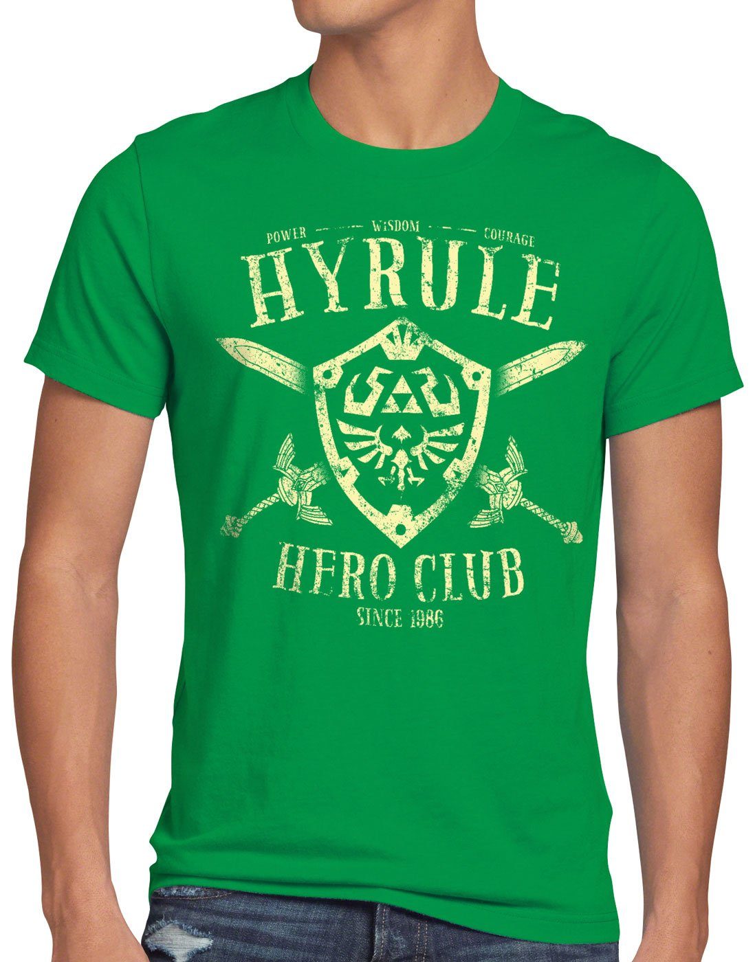 style3 Print-Shirt Herren T-Shirt Hyrule Hero Club link 3ds Ocarina grün