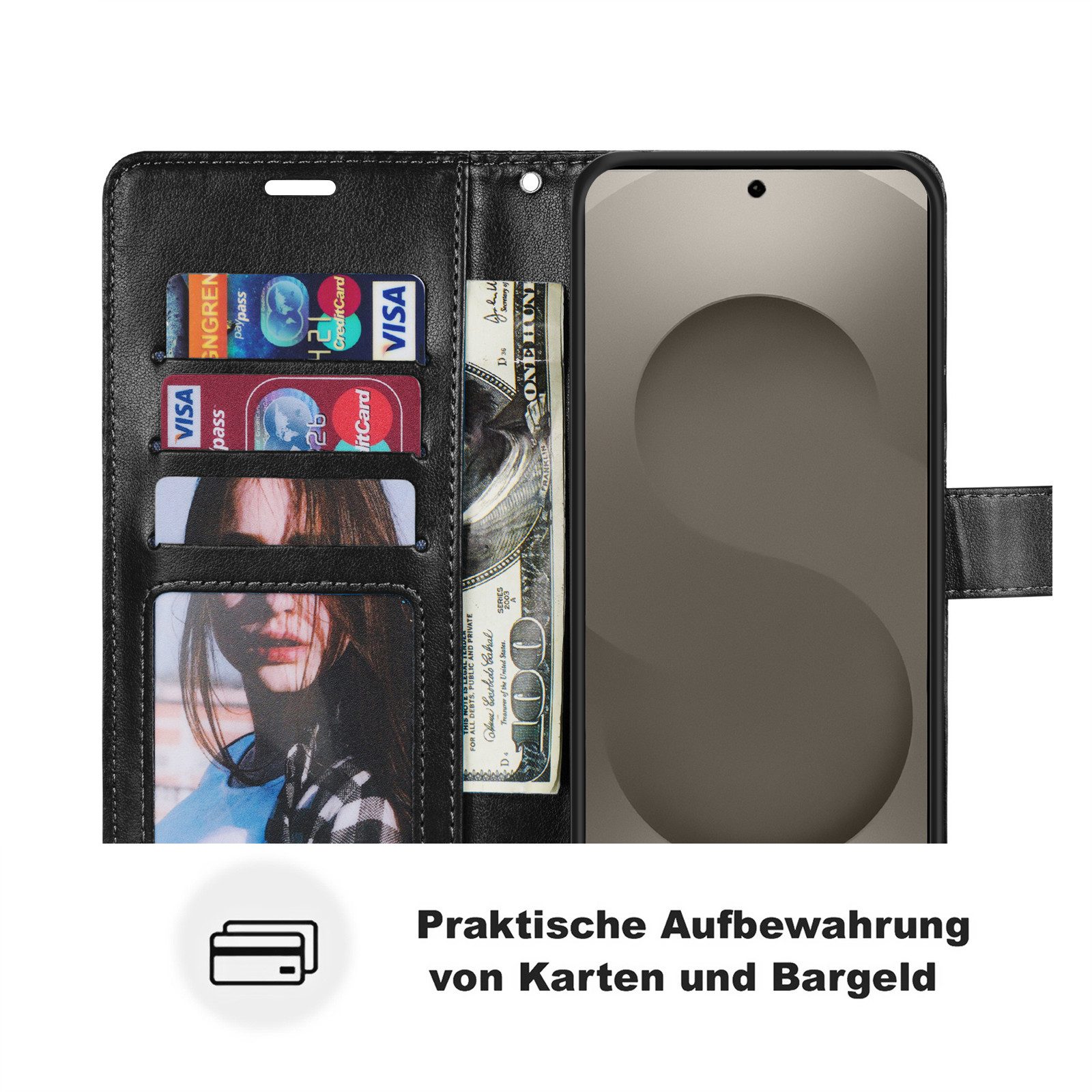 betterfon Handyhülle für Samsung Galaxy S26 Hülle Wallet Case Kartenfächern, Hergestellt aus PU-Leder & weichem TPU – Bild 3 von 5