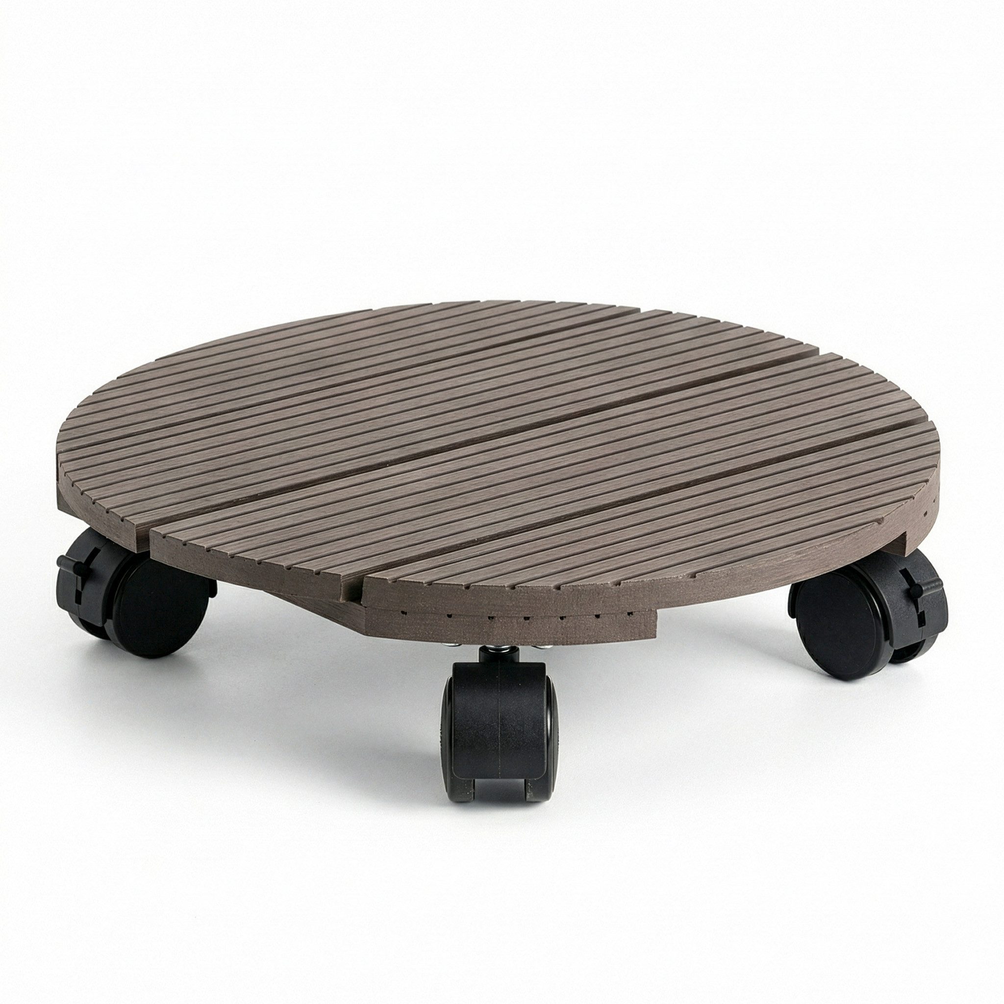 Floordirekt Pflanzenroller Countess, rund aus WPC 30x30 cm, mit Bremse, Rolluntersetzer bis 80 kg, (1-St), stabile 360 Grad Lenkrollen, ideal für Blumentöpfe & Pflanzkübel