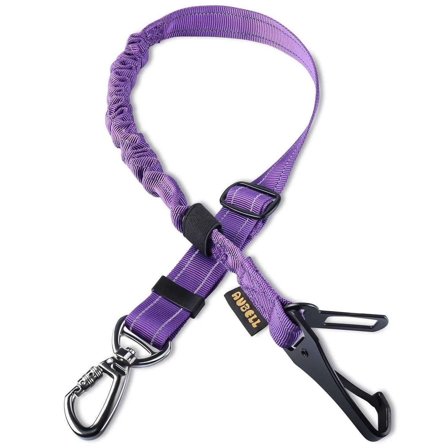 LuxusKollektion Autohundegeschirr Anschnallgurt Hund Auto Bungee Geschirr Clip Karabiner Lila