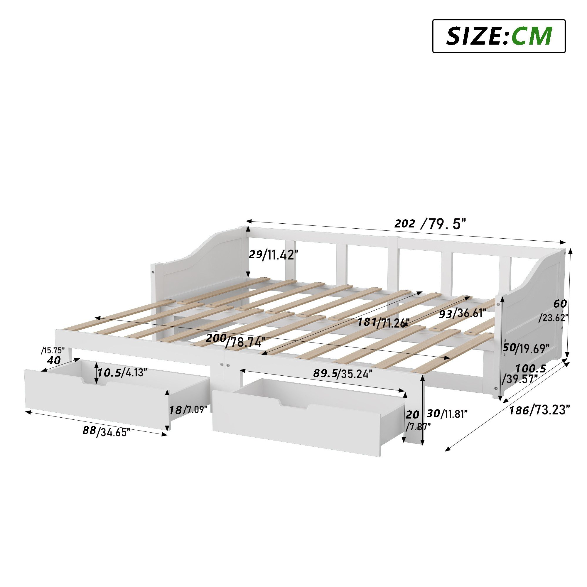 FUROKOY Schlafsofa Daybett Tagesbett Ausziehbett mit Lattenrost, 1 Teile, M günstig online kaufen