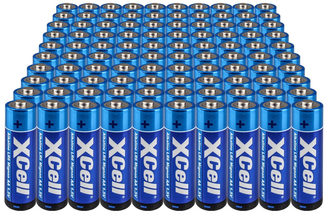XCell 100x XCell AA LR6 Mignon Super Alkaline Batterie Batterie