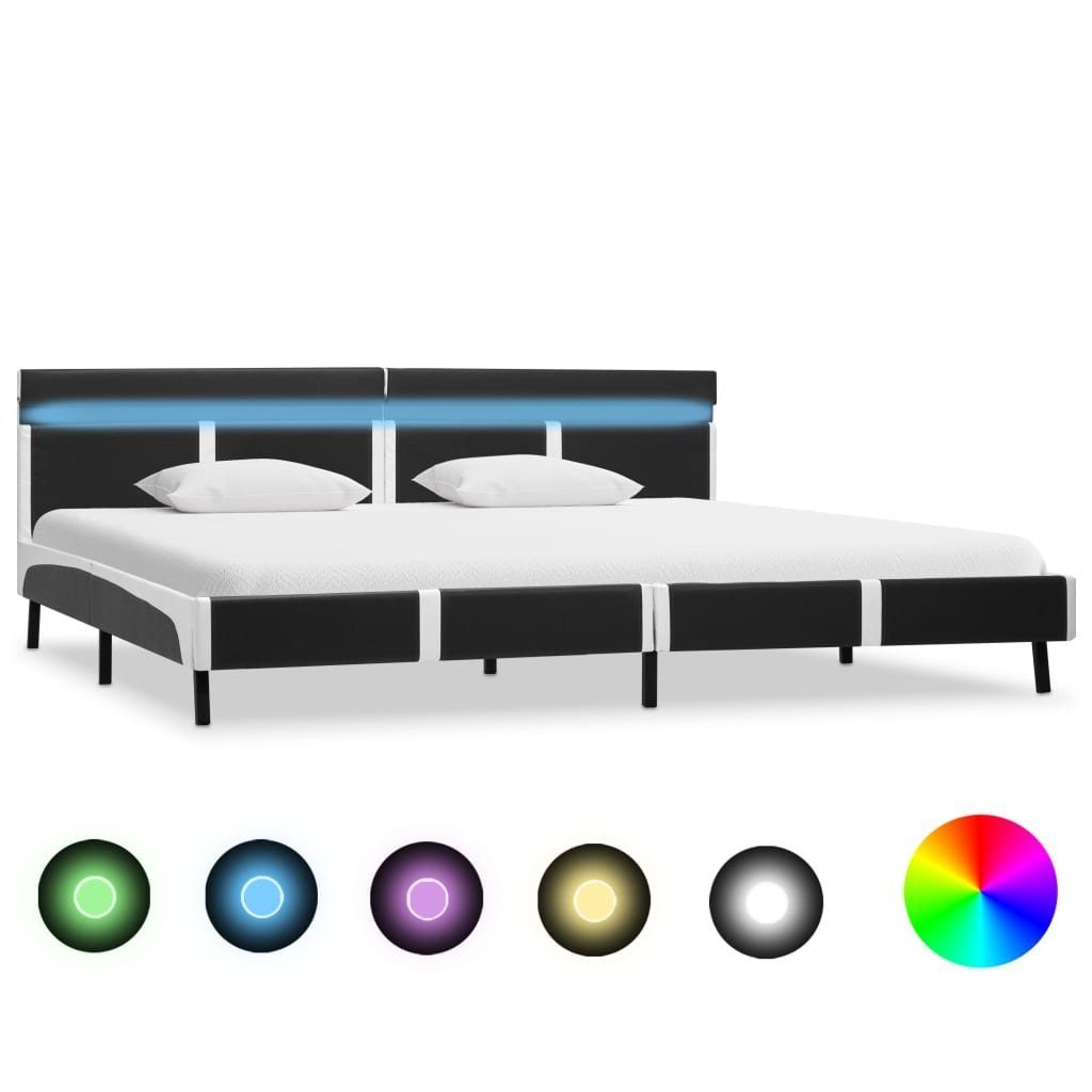 vidaXL Bett Bettgestell mit LED Grau Kunstleder 180x200 cm