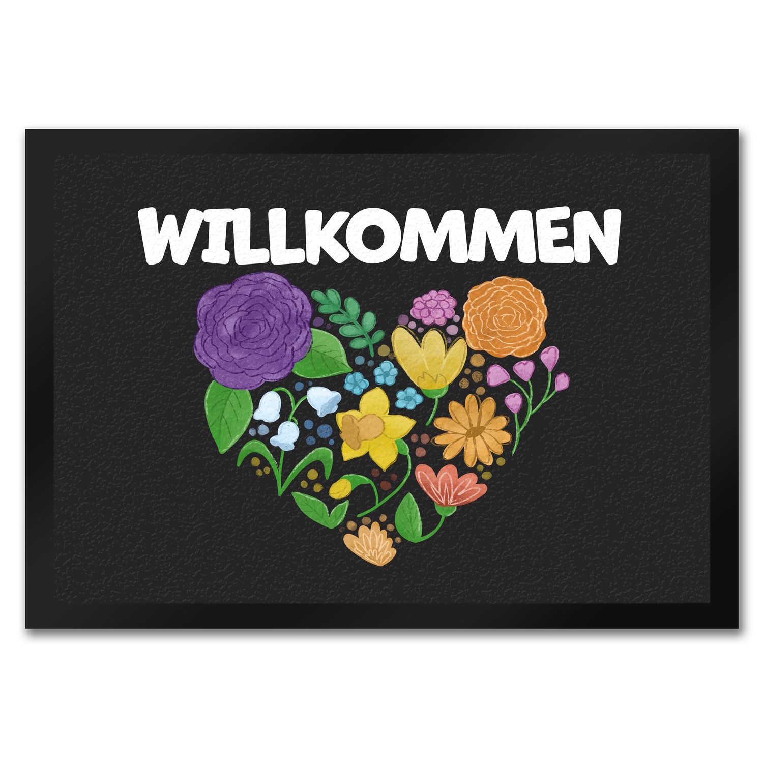 speecheese Fußmatte Willkommen Blumenherz Fußmatte in 35x50 cm