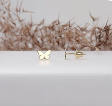 SCHOSCHON Paar Ohrstecker Schmetterling Ohrstecker minimalistisch 925 Silber vergoldet