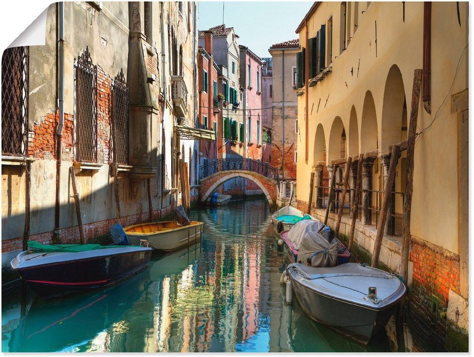 auf Venedig, in Größen Artland Poster oder Wandaufkleber Wandbild Leinwandbild, St), Alubild, Boote Italien Kanal in (1 als versch.