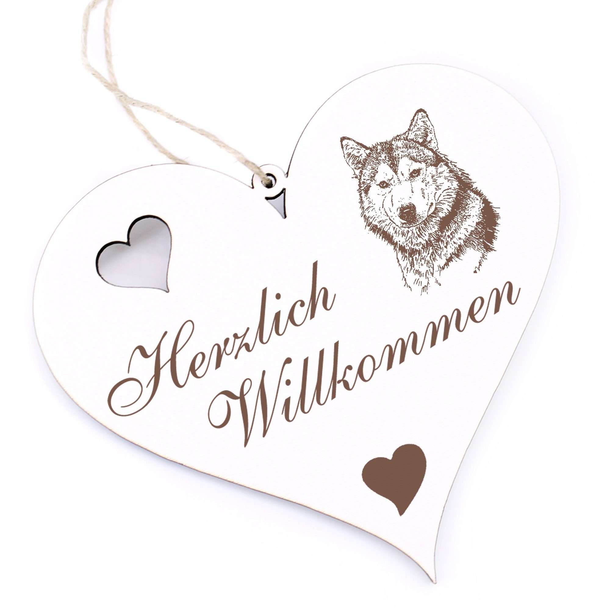 Dekolando Hängedekoration Wolf Kopf 13x12cm Willkommen - Herzlich 