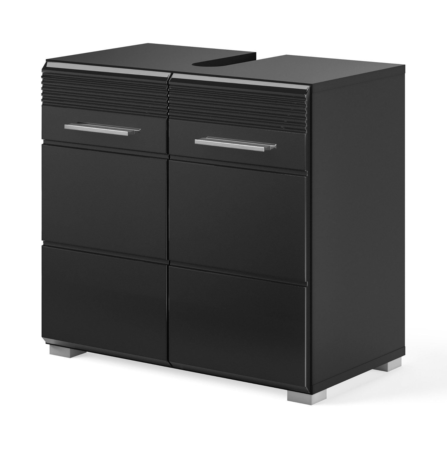 Inn.Furn Waschbeckenunterschrank Leon (Waschtisch Unterschrank in schwarz, 60 x 56 cm) 2-türig