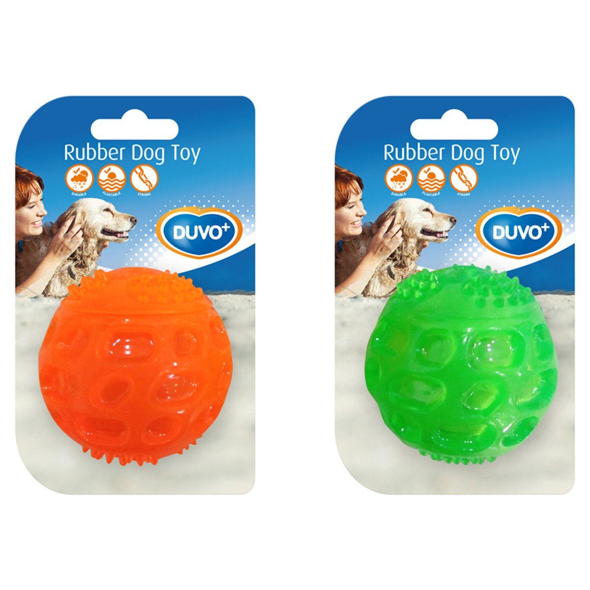 DUVO+ Spielknochen Hundespielzeug TPR Ball Squeaky