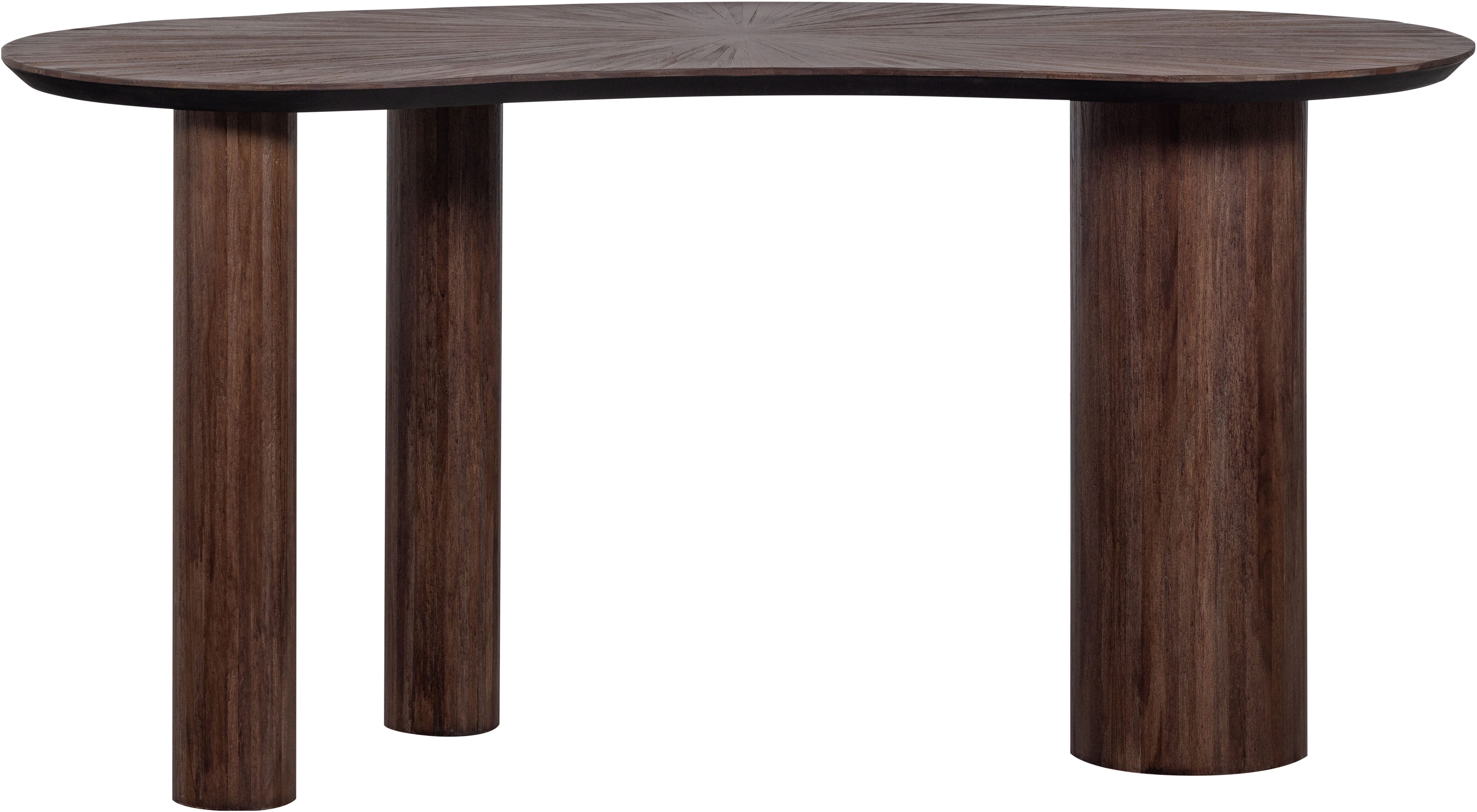 WOOOD Schreibtisch Sun aus Teakholz mit organischer Form und Standfuß 150x62x76 cm, Einfach zu montieren, sichtbare Maserung – Bild 5 von 5