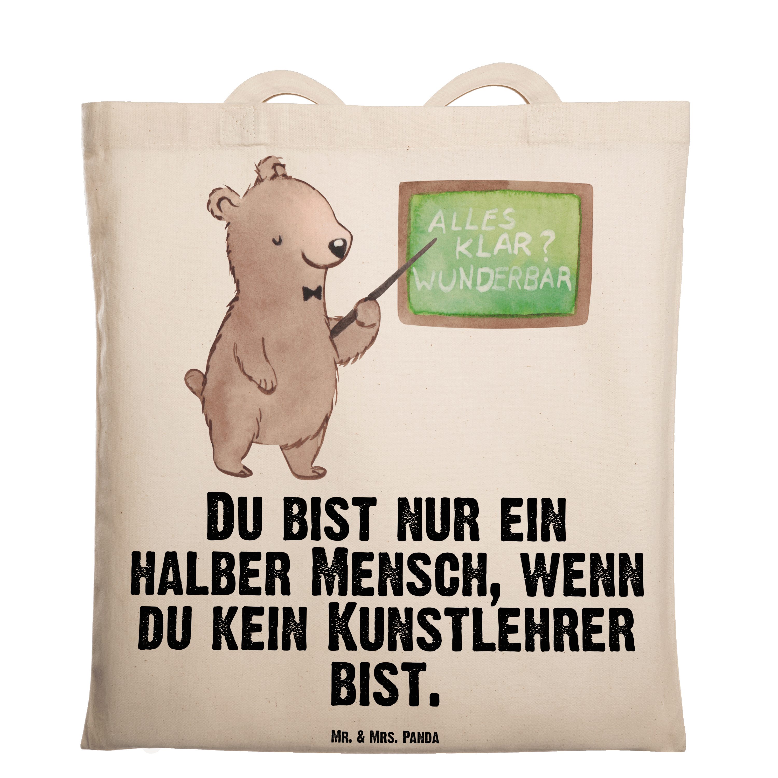 Mr. & Mrs. Panda Tragetasche »Kunstlehrer mit Herz Transparent