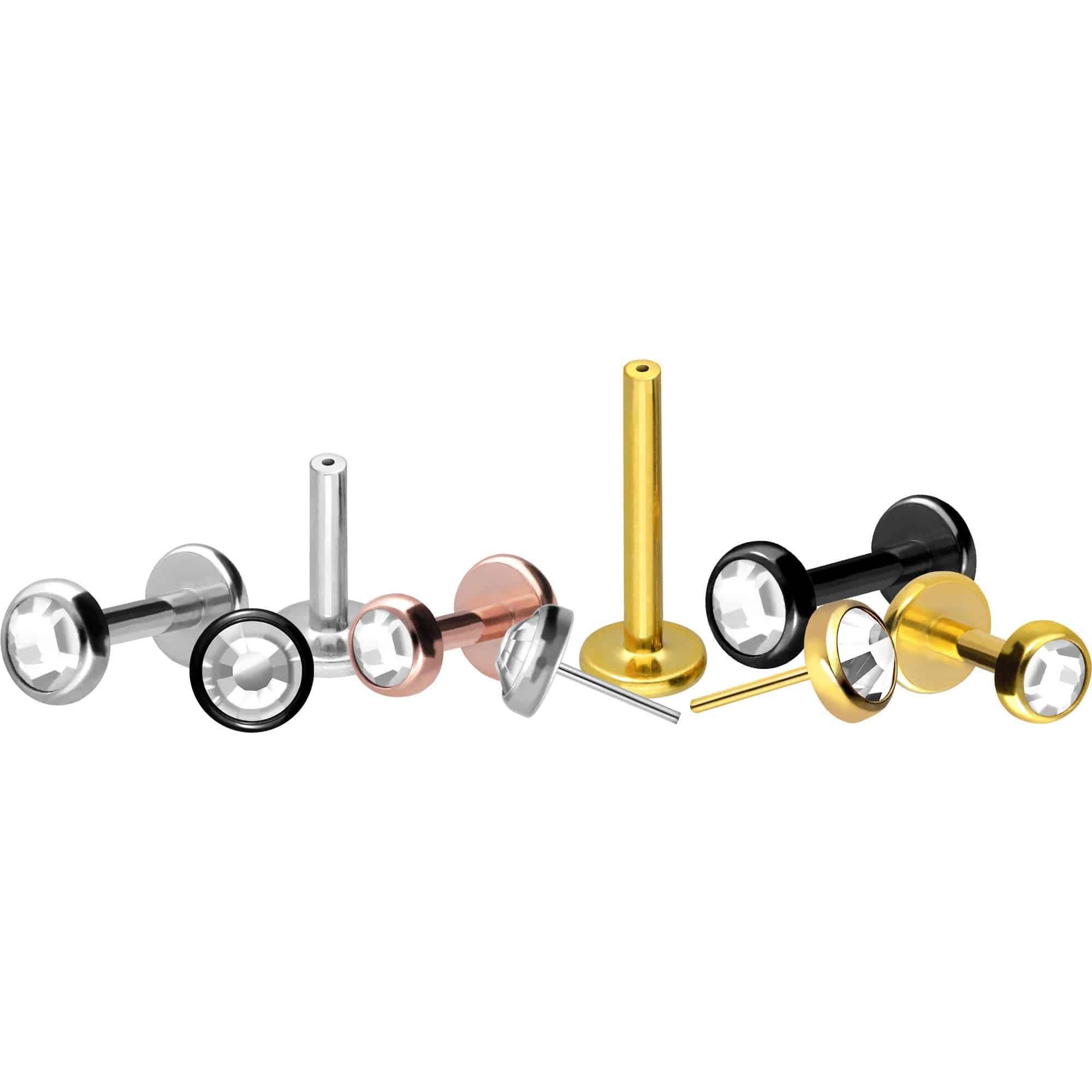 PIERCINGLINE Piercing-Set Titan Labret mit Push Fit KRISTALLDISC (Labrets, günstig online kaufen