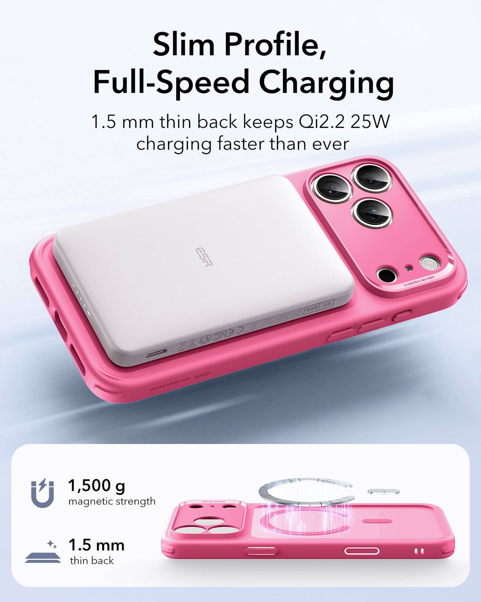 ESR Handyhülle Classic Hybrid HaloLock Case für iPhone 17 Pro, Kamerasteuerung Taste, 3,3m Fallschutz, 1,5kg Magnetkraft – Bild 4 von 5